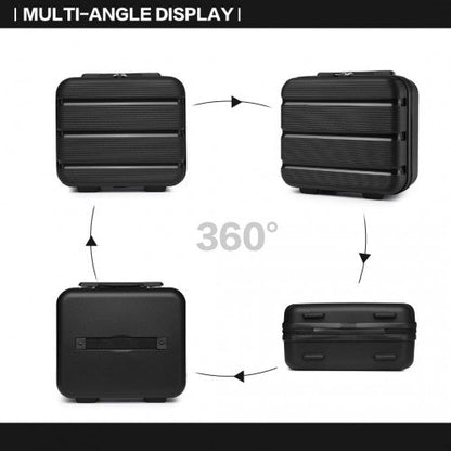 K2092L - Kono 14 Inch Bright Hard Shell PP Vanity Case - Black - Easy Luggage