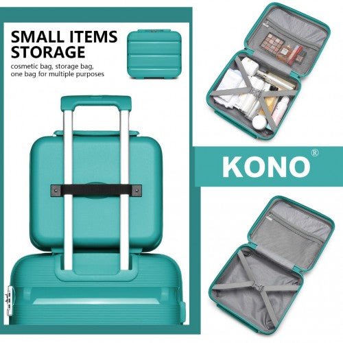 K2092L - Kono 14 Inch Bright Hard Shell PP Vanity Case - Blue - Easy Luggage