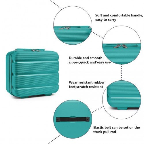 K2092L - Kono 14 Inch Bright Hard Shell PP Vanity Case - Blue - Easy Luggage