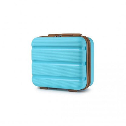 K2092L - Kono 14 Inch Bright Hard Shell PP Vanity Case - Blue and Brown - Easy Luggage