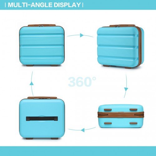 K2092L - Kono 14 Inch Bright Hard Shell PP Vanity Case - Blue and Brown - Easy Luggage