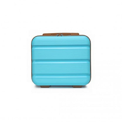 K2092L - Kono 14 Inch Bright Hard Shell PP Vanity Case - Blue and Brown - Easy Luggage