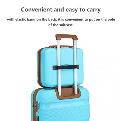 K2092L - Kono 14 Inch Bright Hard Shell PP Vanity Case - Blue and Brown - Easy Luggage