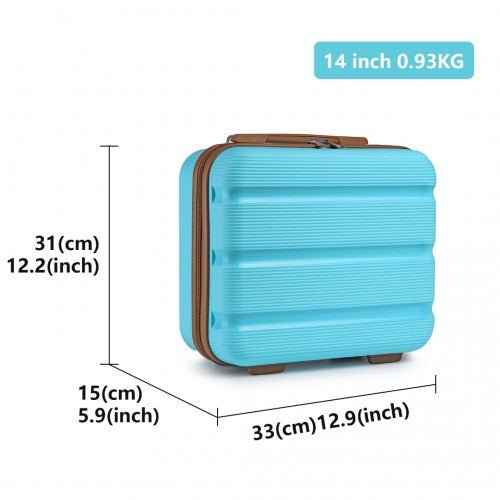 K2092L - Kono 14 Inch Bright Hard Shell PP Vanity Case - Blue and Brown - Easy Luggage