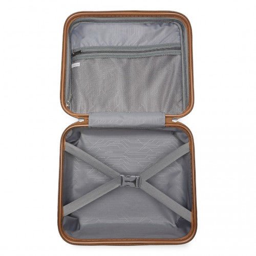 K2092L - Kono 14 Inch Bright Hard Shell PP Vanity Case - Blue and Brown - Easy Luggage