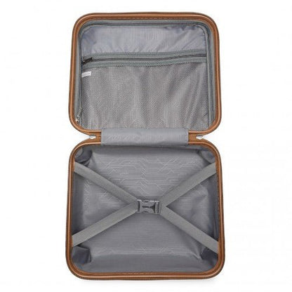 K2092L - Kono 14 Inch Bright Hard Shell PP Vanity Case - Blue and Brown - Easy Luggage