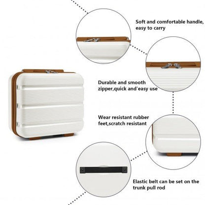 K2092L - Kono 14 Inch Bright Hard Shell PP Vanity Case - Cream - Easy Luggage