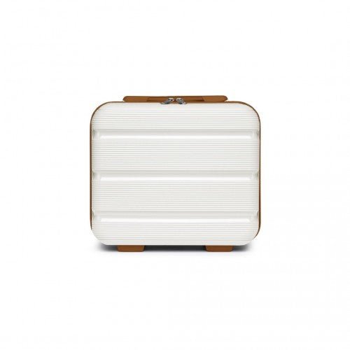 K2092L - Kono 14 Inch Bright Hard Shell PP Vanity Case - Cream - Easy Luggage