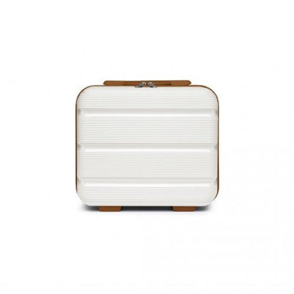 K2092L - Kono 14 Inch Bright Hard Shell PP Vanity Case - Cream - Easy Luggage