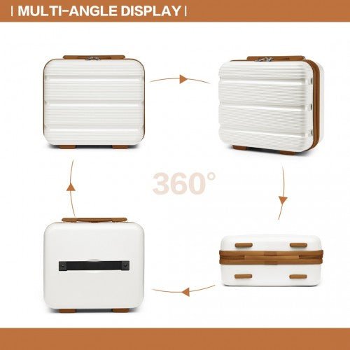 K2092L - Kono 14 Inch Bright Hard Shell PP Vanity Case - Cream - Easy Luggage