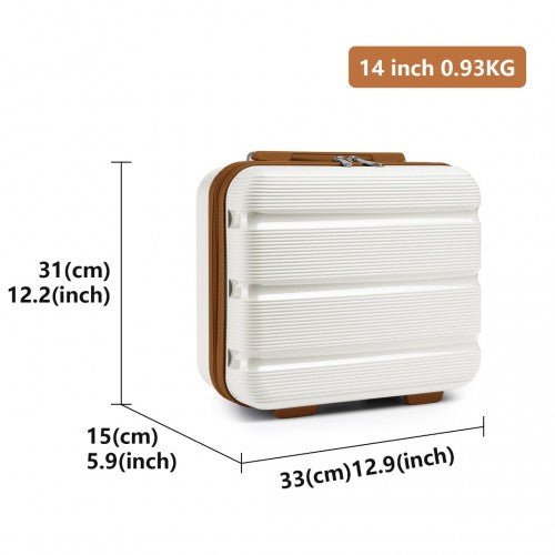 K2092L - Kono 14 Inch Bright Hard Shell PP Vanity Case - Cream - Easy Luggage