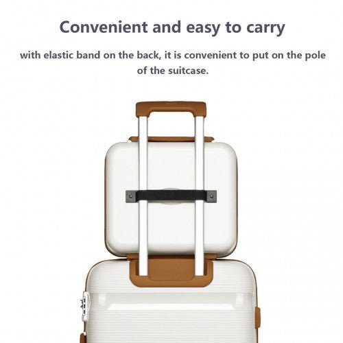 K2092L - Kono 14 Inch Bright Hard Shell PP Vanity Case - Cream - Easy Luggage