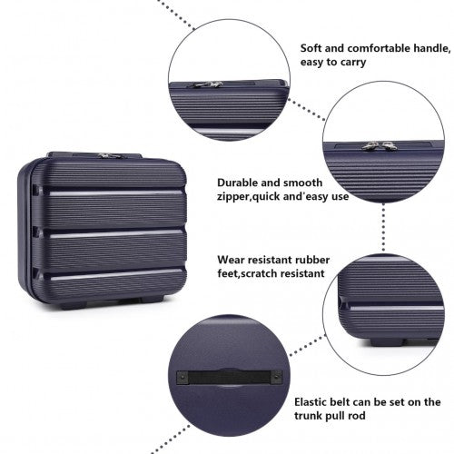 K2092L - Kono 14 Inch Bright Hard Shell PP Vanity Case - Navy - Easy Luggage