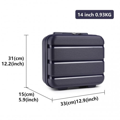 K2092L - Kono 14 Inch Bright Hard Shell PP Vanity Case - Navy - Easy Luggage