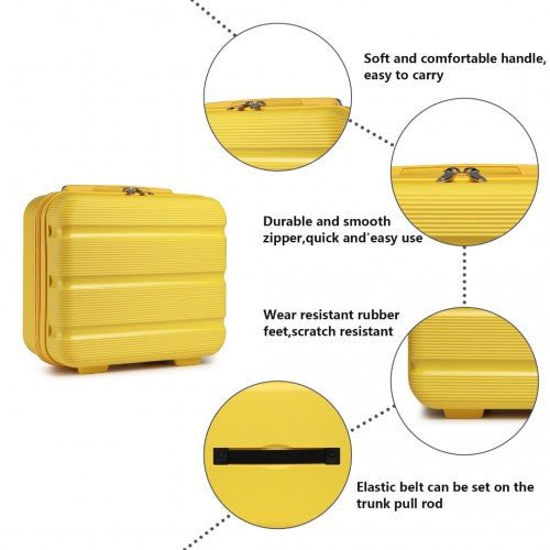 K2092L - Kono 14 Inch Bright Hard Shell PP Vanity Case - Yellow - Easy Luggage