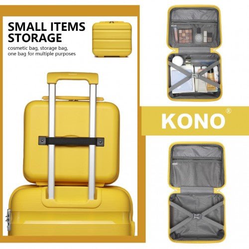 K2092L - Kono 14 Inch Bright Hard Shell PP Vanity Case - Yellow - Easy Luggage