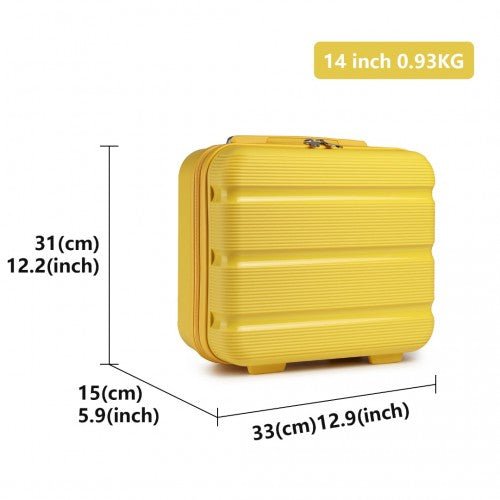 K2092L - Kono 14 Inch Bright Hard Shell PP Vanity Case - Yellow - Easy Luggage