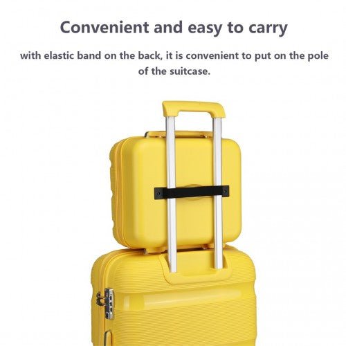 K2092L - Kono 14 Inch Bright Hard Shell PP Vanity Case - Yellow - Easy Luggage