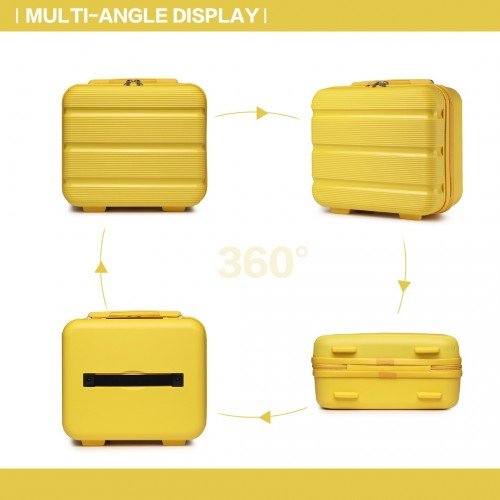 K2092L - Kono 14 Inch Bright Hard Shell PP Vanity Case - Yellow - Easy Luggage