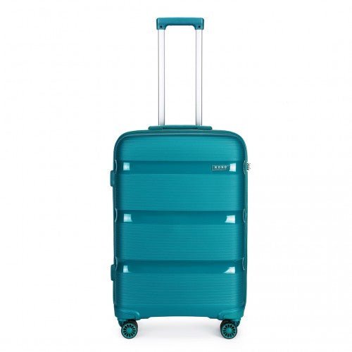 K2092L - Kono 20 Inch Bright Hard Shell PP Carry - On Suitcase In Cabin Size - Blue/Green - Easy Luggage