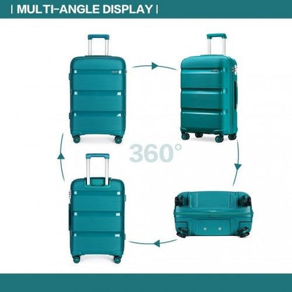 K2092L - Kono 20 Inch Bright Hard Shell PP Carry - On Suitcase In Cabin Size - Blue/Green - Easy Luggage