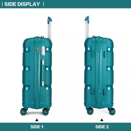 K2092L - Kono 20 Inch Bright Hard Shell PP Carry - On Suitcase In Cabin Size - Blue/Green - Easy Luggage