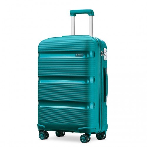 K2092L - Kono 20 Inch Bright Hard Shell PP Carry - On Suitcase In Cabin Size - Blue/Green - Easy Luggage