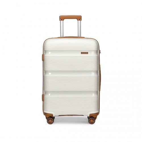 K2092L - Kono 20 Inch Bright Hard Shell PP Carry - On Suitcase In Cabin Size - Cream - Easy Luggage