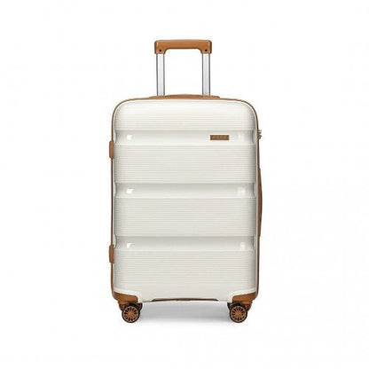 K2092L - Kono 20 Inch Bright Hard Shell PP Carry - On Suitcase In Cabin Size - Cream - Easy Luggage