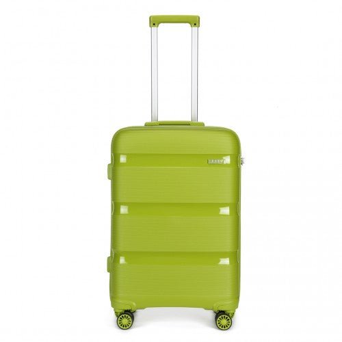 K2092L - Kono 20 Inch Bright Hard Shell PP Carry - On Suitcase In Cabin Size - Green - Easy Luggage