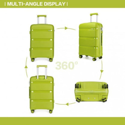 K2092L - Kono 20 Inch Bright Hard Shell PP Carry - On Suitcase In Cabin Size - Green - Easy Luggage