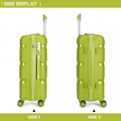 K2092L - Kono 20 Inch Bright Hard Shell PP Carry - On Suitcase In Cabin Size - Green - Easy Luggage