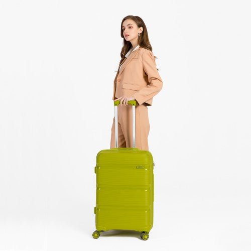 K2092L - Kono 20 Inch Bright Hard Shell PP Carry - On Suitcase In Cabin Size - Green - Easy Luggage