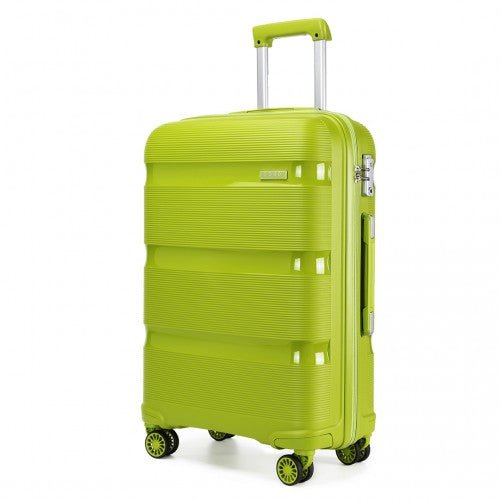 K2092L - Kono 20 Inch Bright Hard Shell PP Carry - On Suitcase In Cabin Size - Green - Easy Luggage