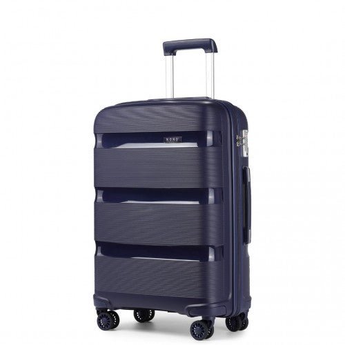K2092L - Kono 20 Inch Bright Hard Shell PP Carry - On Suitcase In Cabin Size - Navy - Easy Luggage