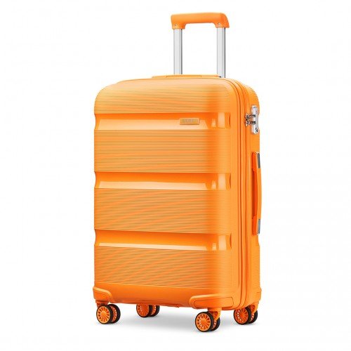 K2092L - Kono 20 Inch Bright Hard Shell PP Carry - On Suitcase In Cabin Size - Orange - Easy Luggage