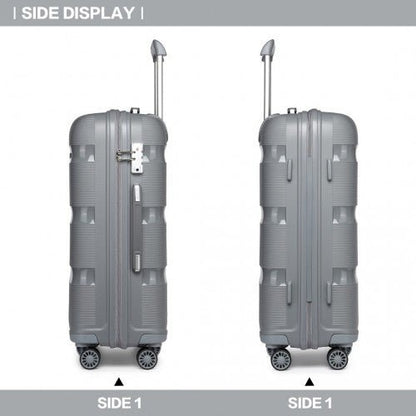 K2092L - Kono 24 Inch Bright Hard Shell PP Suitcase - Classic Collection - Grey - Easy Luggage