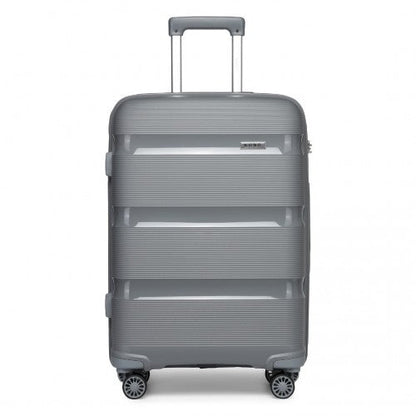 K2092L - Kono 24 Inch Bright Hard Shell PP Suitcase - Classic Collection - Grey - Easy Luggage