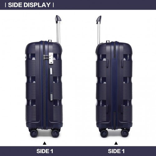 K2092L - Kono 24 Inch Bright Hard Shell PP Suitcase - Classic Collection - Navy - Easy Luggage