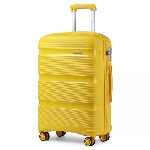 K2092L - Kono 24 Inch Bright Hard Shell PP Suitcase - Classic Collection - Yellow - Easy Luggage