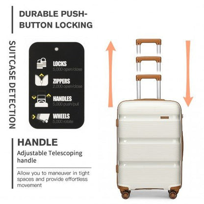 K2092L - Kono 28 Inch Bright Hard Shell PP Suitcase - Classic Collection - Cream - Easy Luggage