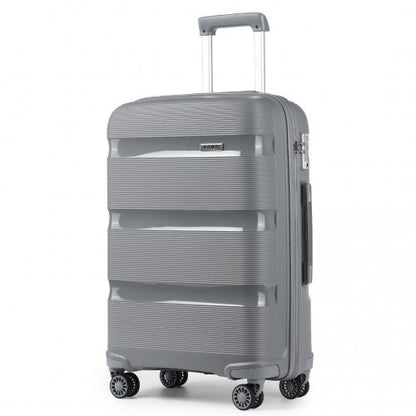 K2092L - Kono 28 Inch Bright Hard Shell PP Suitcase - Classic Collection - Grey - Easy Luggage