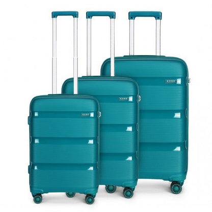 K2092L - Kono Bright Hard Shell PP Suitcase 3 Pieces Set - Classic Collection - Blue/Green - Easy Luggage