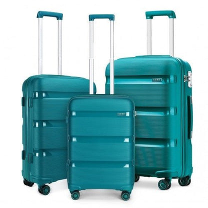 K2092L - Kono Bright Hard Shell PP Suitcase 3 Pieces Set - Classic Collection - Blue/Green - Easy Luggage