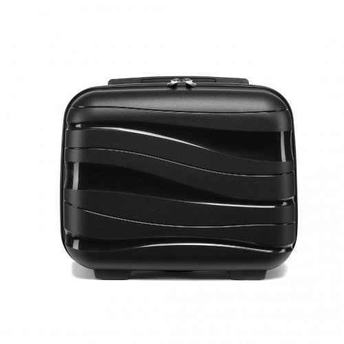 K2094L - Kono 14 Inch Lightweight Polypropylene Hard Shell Vanity Case - Black - Easy Luggage