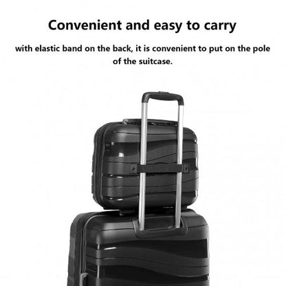 K2094L - Kono 14 Inch Lightweight Polypropylene Hard Shell Vanity Case - Black - Easy Luggage