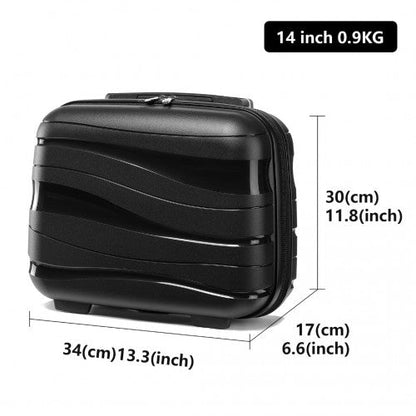 K2094L - Kono 14 Inch Lightweight Polypropylene Hard Shell Vanity Case - Black - Easy Luggage