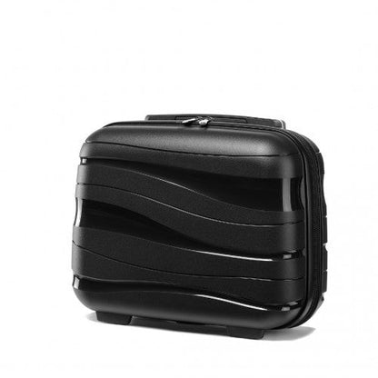 K2094L - Kono 14 Inch Lightweight Polypropylene Hard Shell Vanity Case - Black - Easy Luggage