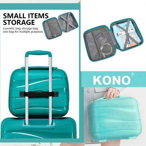 K2094L - Kono 14 Inch Lightweight Polypropylene Hard Shell Vanity Case - Blue - Easy Luggage