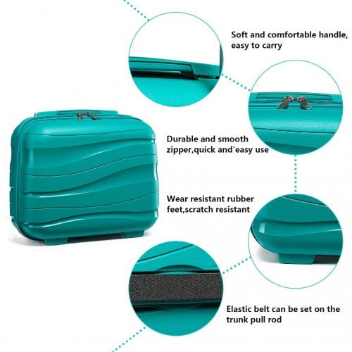 K2094L - Kono 14 Inch Lightweight Polypropylene Hard Shell Vanity Case - Blue - Easy Luggage